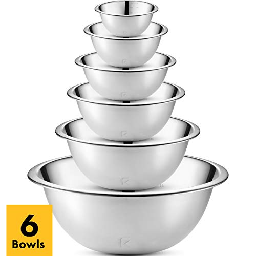 Klee 6-Piece Premium Stainless Steel Mixing Bowls with Laser Etched ...