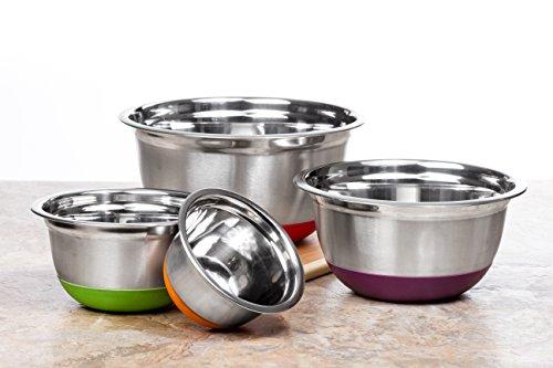 stainless steel mixing bowls with lids and rubber bottoms